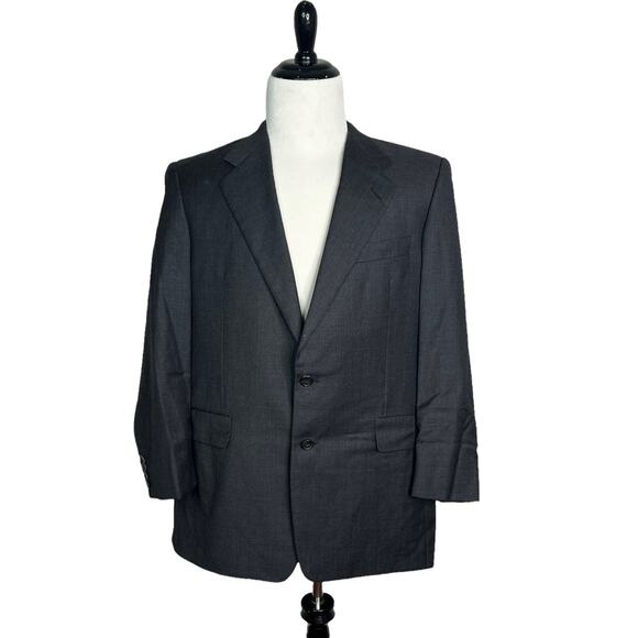 Hickey Freeman Boardroom Wool Two-Button Formal Suit Jacket Dark Gray 41R